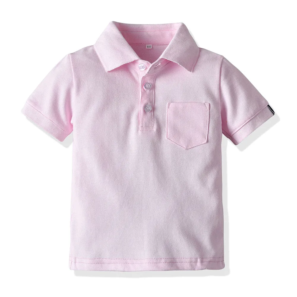 2 Pieces Set Baby Kid Unisex Solid Color Polo Shirts And Shorts Wholesale 22052633