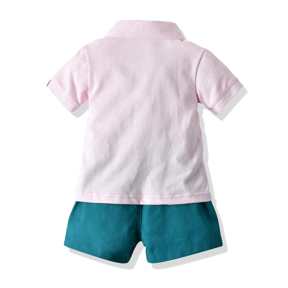 2 Pieces Set Baby Kid Unisex Solid Color Polo Shirts And Shorts Wholesale 22052633