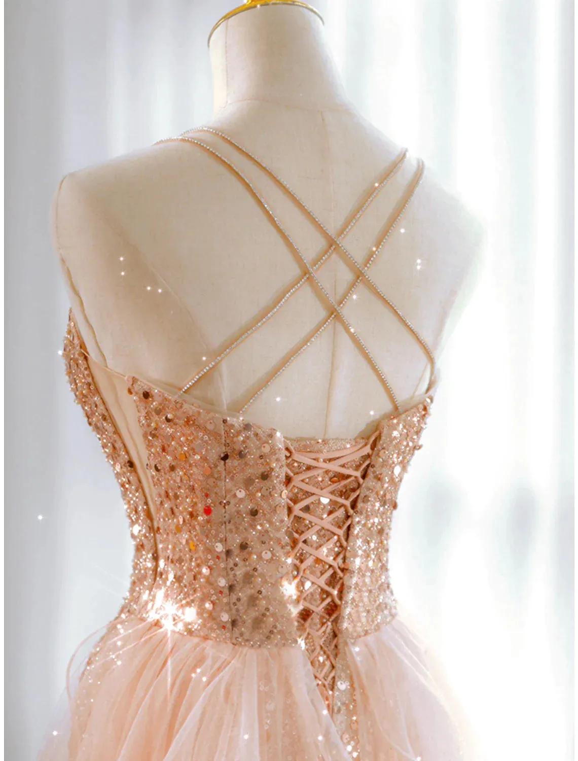 A-Line Prom Dresses Sparkle & Shine Dress Sweet 16 Floor Length Sleeveless Sweetheart Tulle with Sequin