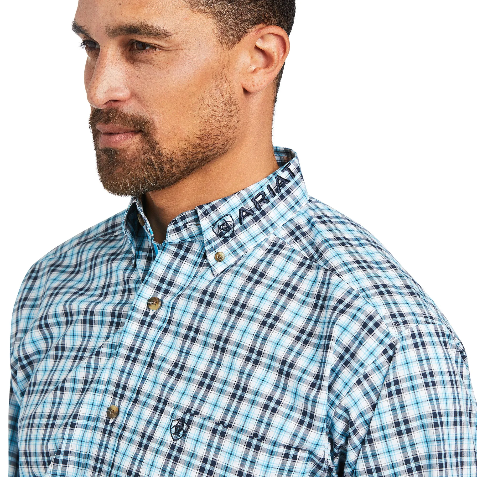 Ariat® Men's Pro Team Synclair Riviera Blue Long Sleeve Shirt 10039244