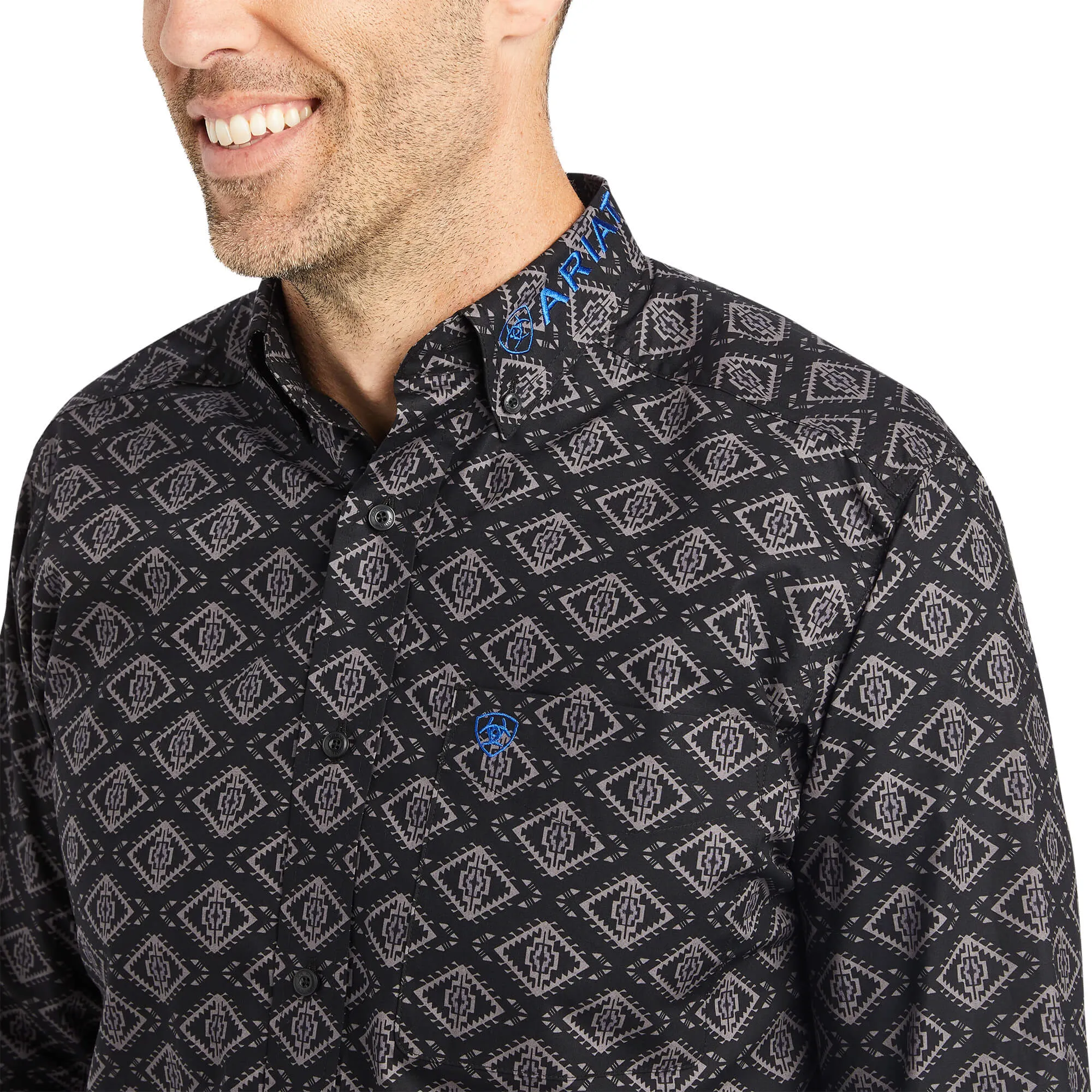 Ariat® Men's Team Clyde Black Aztec Print Button Down Shirt 10042354