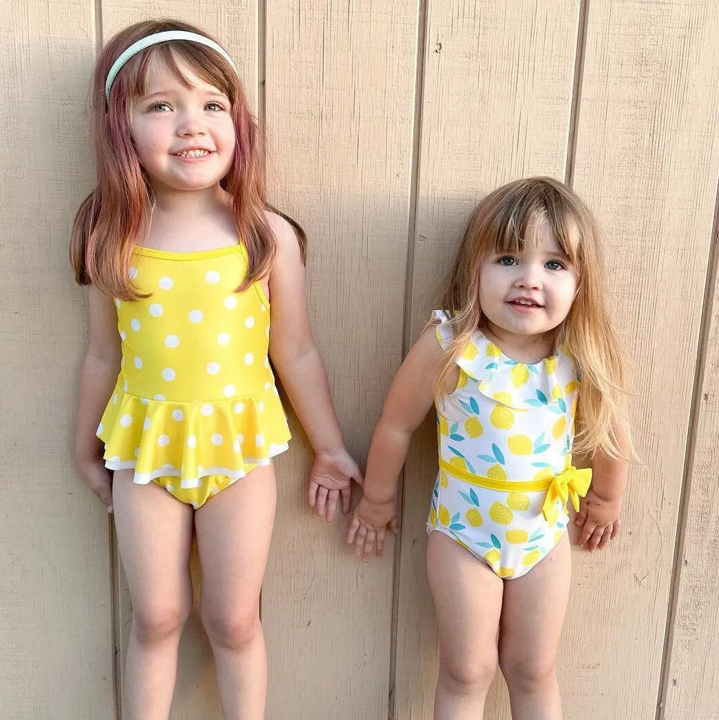 Baby & Toddler Girls UPF 50  Yellow Dots One-Piece Swimsuit