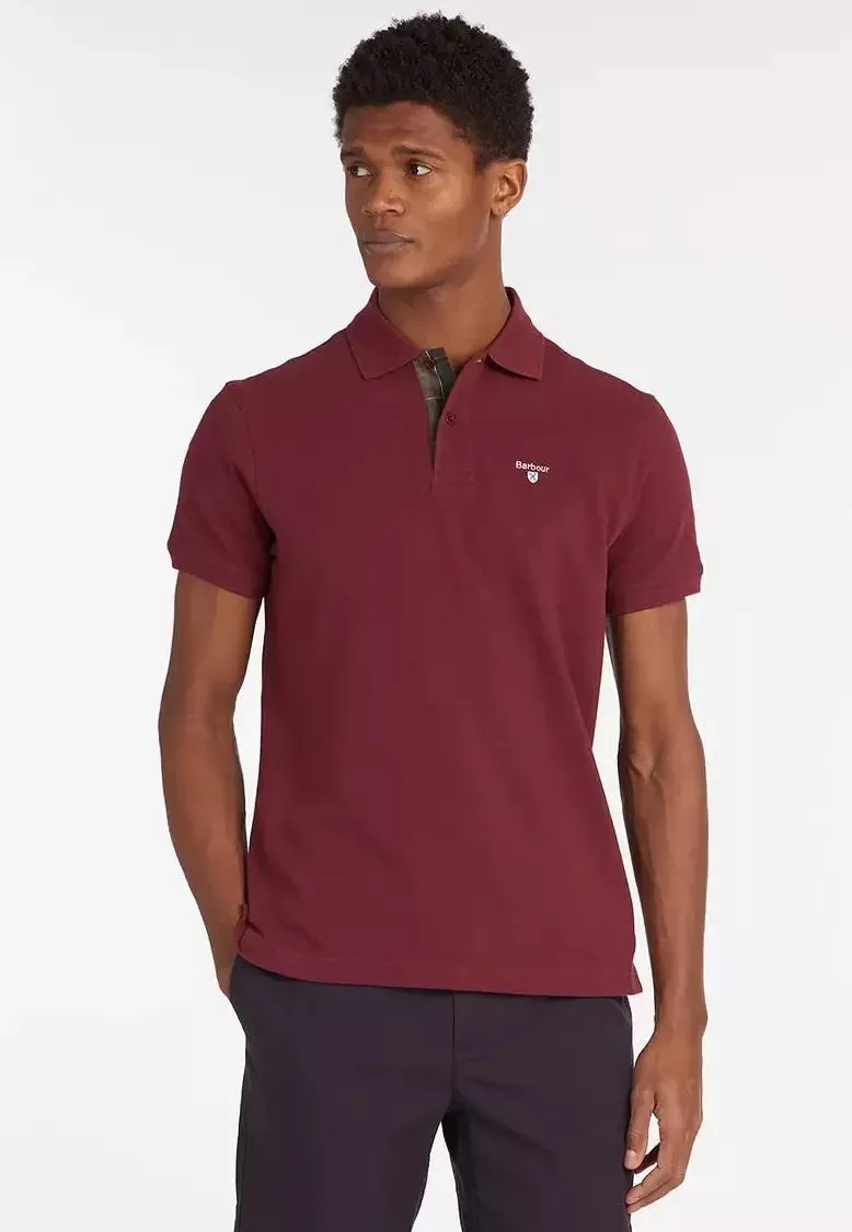 Barbour Polo Shirt Tartan Pique Polo in Ruby MML0012RE53