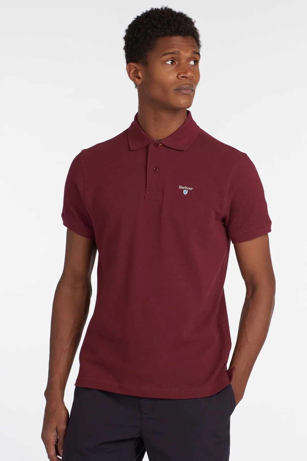 Barbour Polo Shirt Tartan Pique Polo in Ruby MML0012RE53