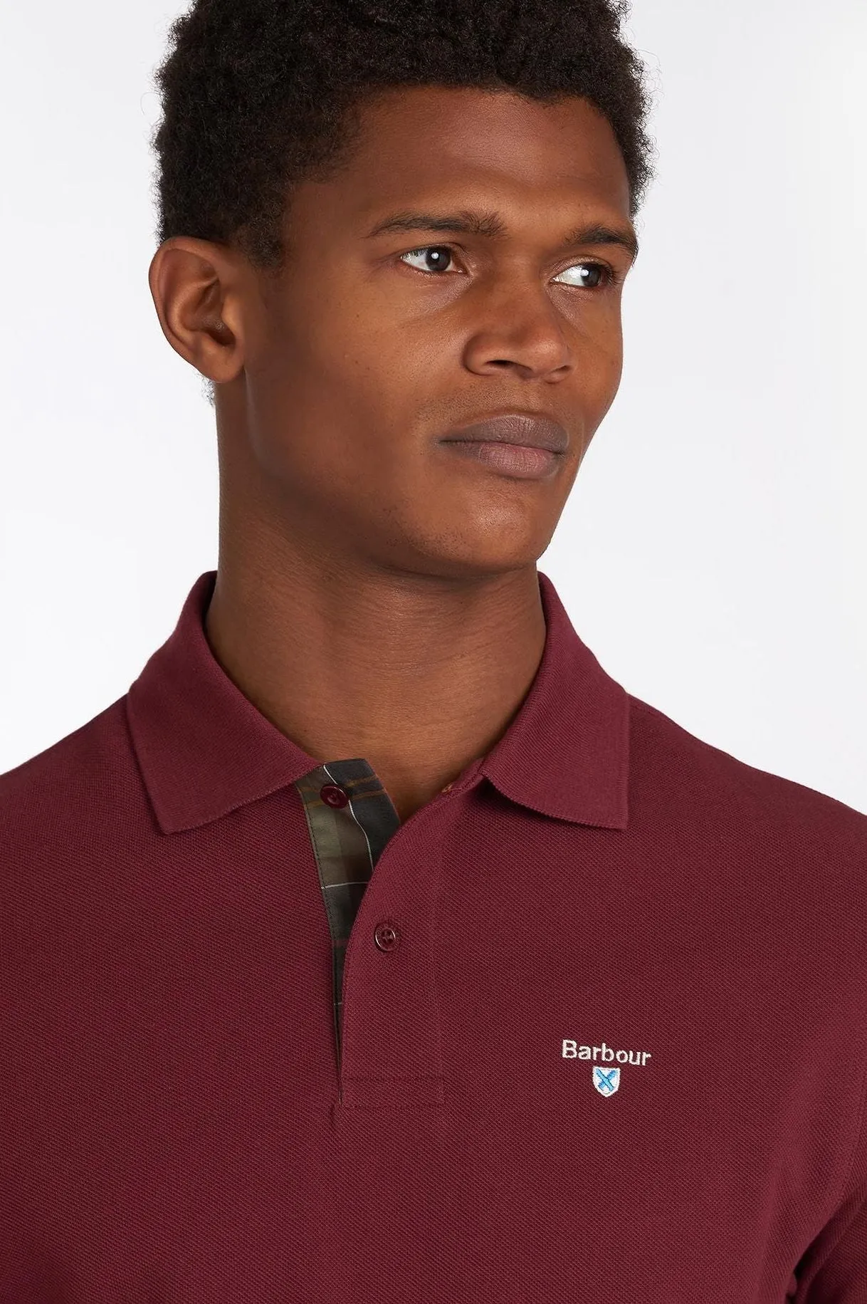 Barbour Polo Shirt Tartan Pique Polo in Ruby MML0012RE53