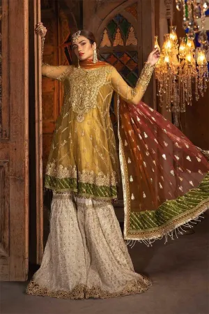 Beautiful Indian dress in mustard and off white color # P2246