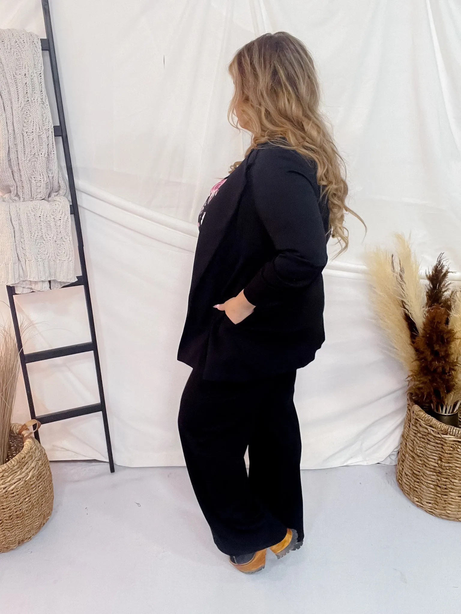 Black 3/4 Sleeve Magic Blazer
