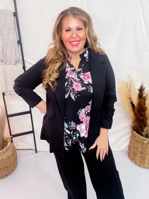 Black 3/4 Sleeve Magic Blazer