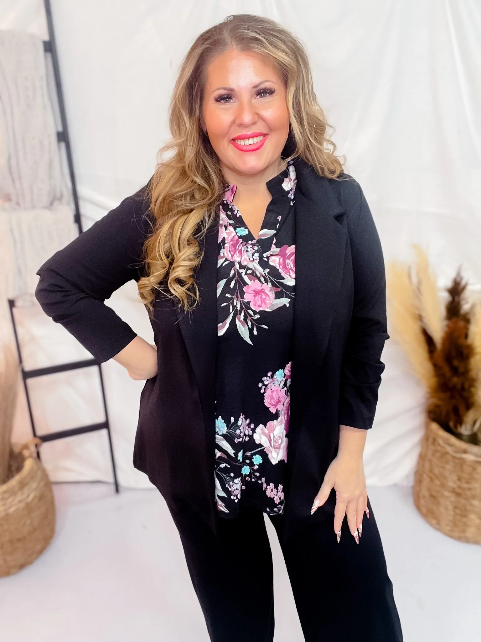 Black 3/4 Sleeve Magic Blazer