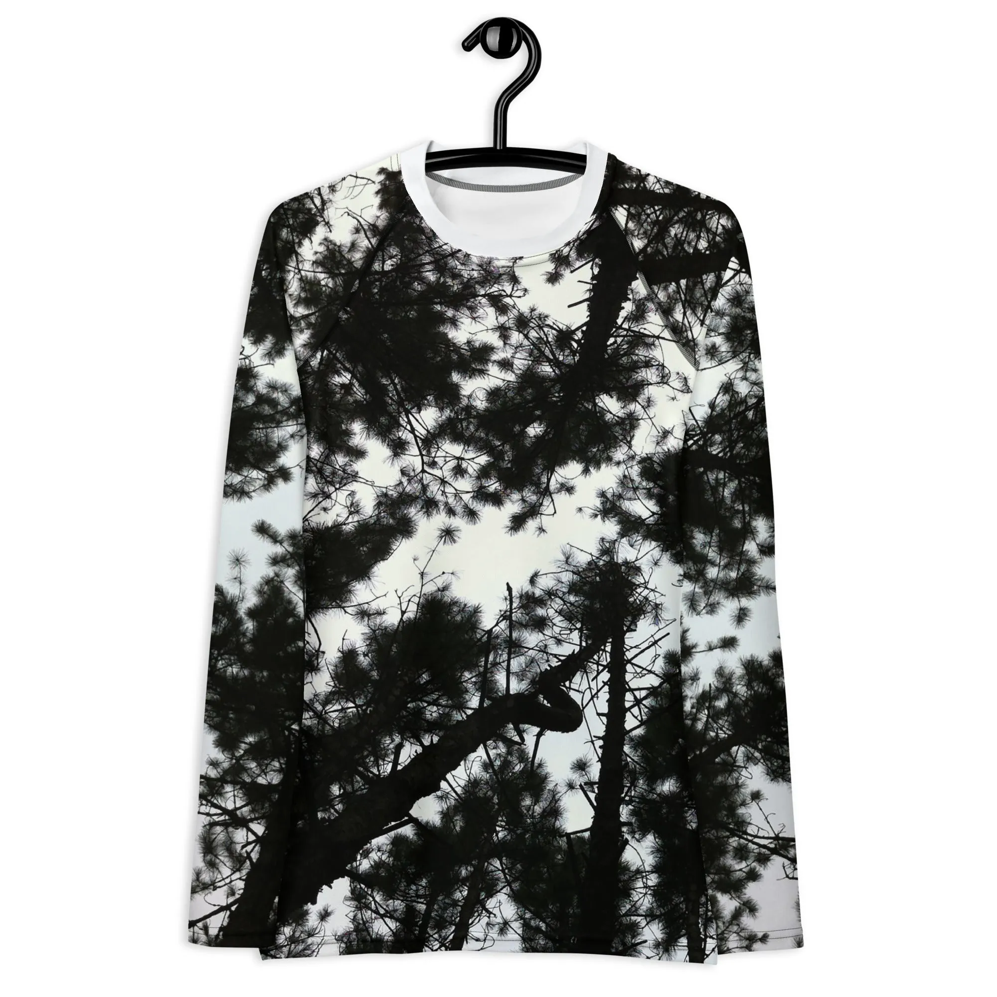 Black & White Runners Activewear Top. Alpine Air- Long Sleeved Rashguard Top. Women's Fitness Wear WickedYo.
