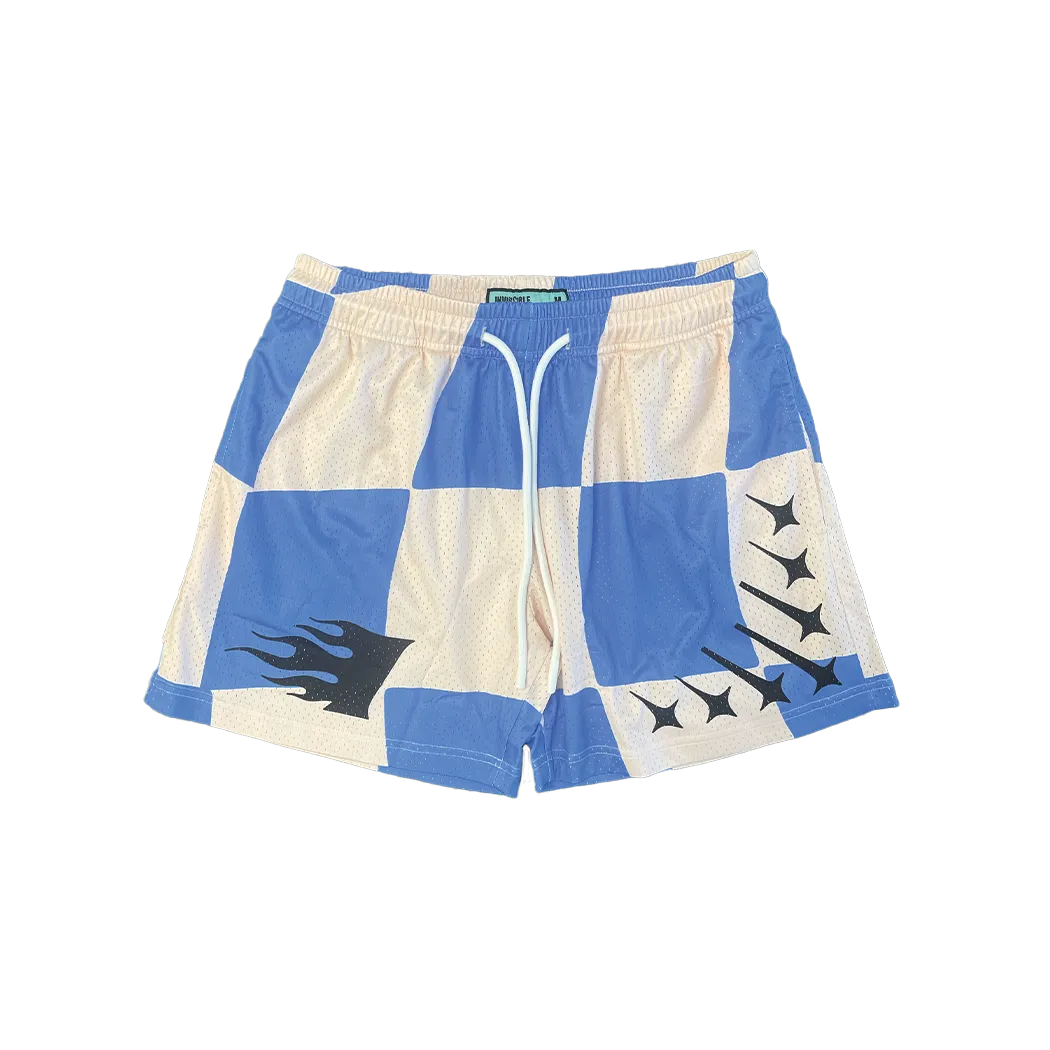 Blue Checker Mesh Shorts