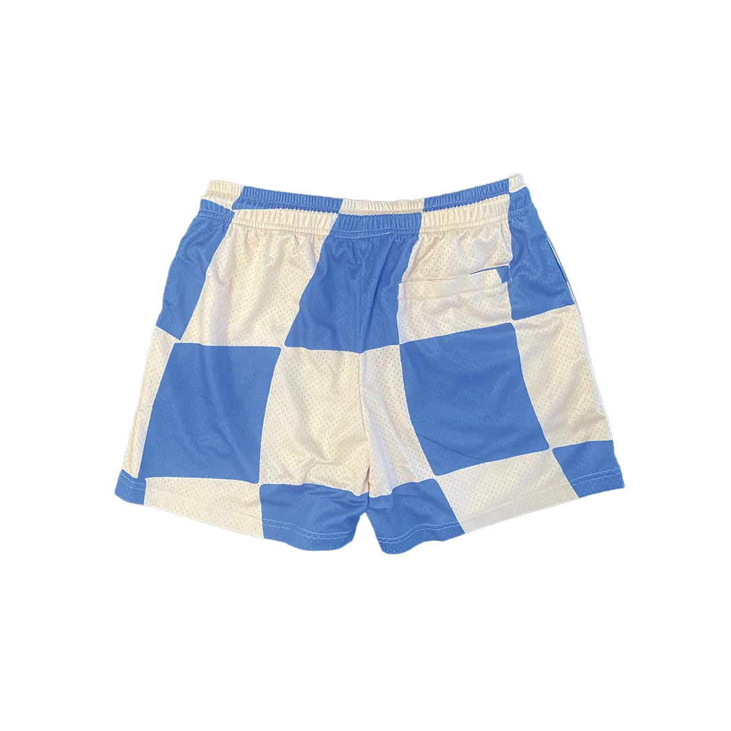 Blue Checker Mesh Shorts