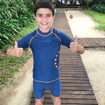 Blue/ orange short-sleeved rash top
