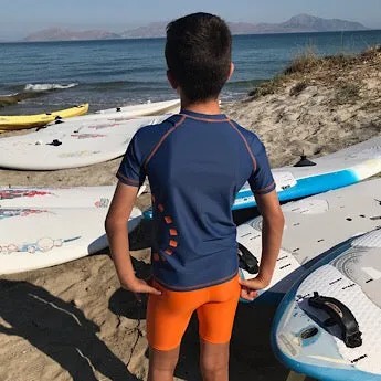 Blue/ orange short-sleeved rash top