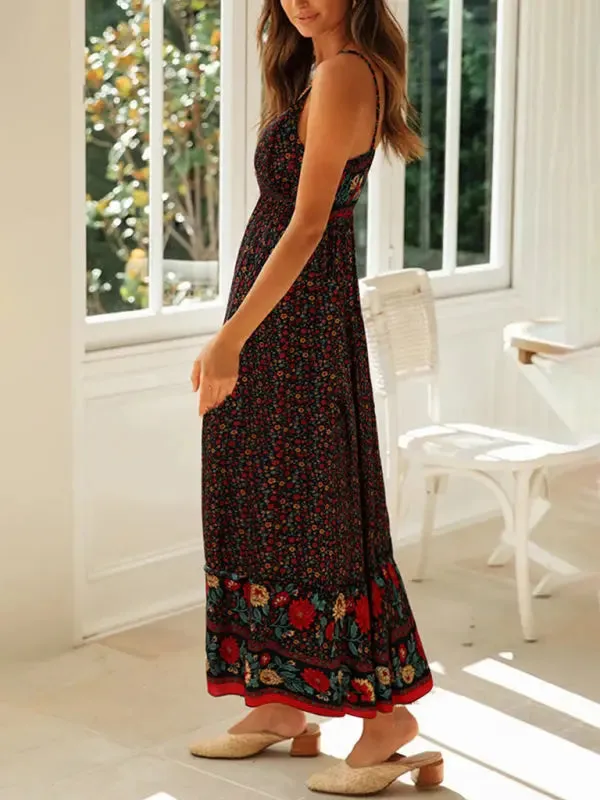 Blue Zone Planet |  Lily's Bohemian V-Neck Floral Maxi Dress