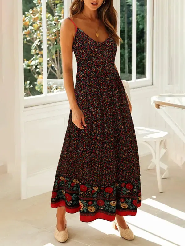 Blue Zone Planet |  Lily's Bohemian V-Neck Floral Maxi Dress