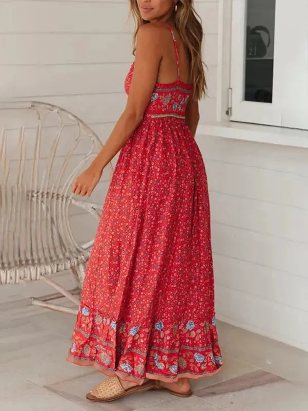Blue Zone Planet |  Lily's Bohemian V-Neck Floral Maxi Dress