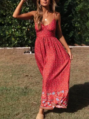 Blue Zone Planet |  Lily's Bohemian V-Neck Floral Maxi Dress