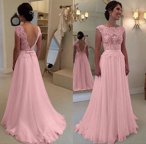 cap sleeve pink prom dresses 2020 lace appliqué tulle elegant beaded cheap prom gown vestido Longo