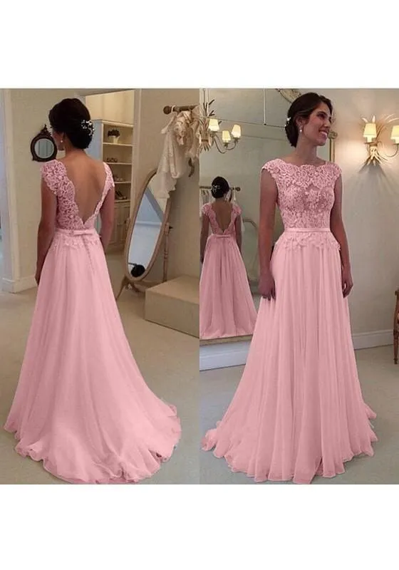 cap sleeve pink prom dresses 2020 lace appliqué tulle elegant beaded cheap prom gown vestido Longo