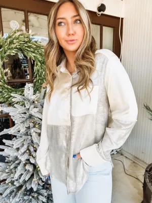 Champagne Color Block Button Down
