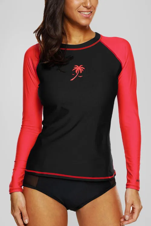 Charmleaks Women Rashguard Swimwear Long Sleeve Rash Guard Surfing Top