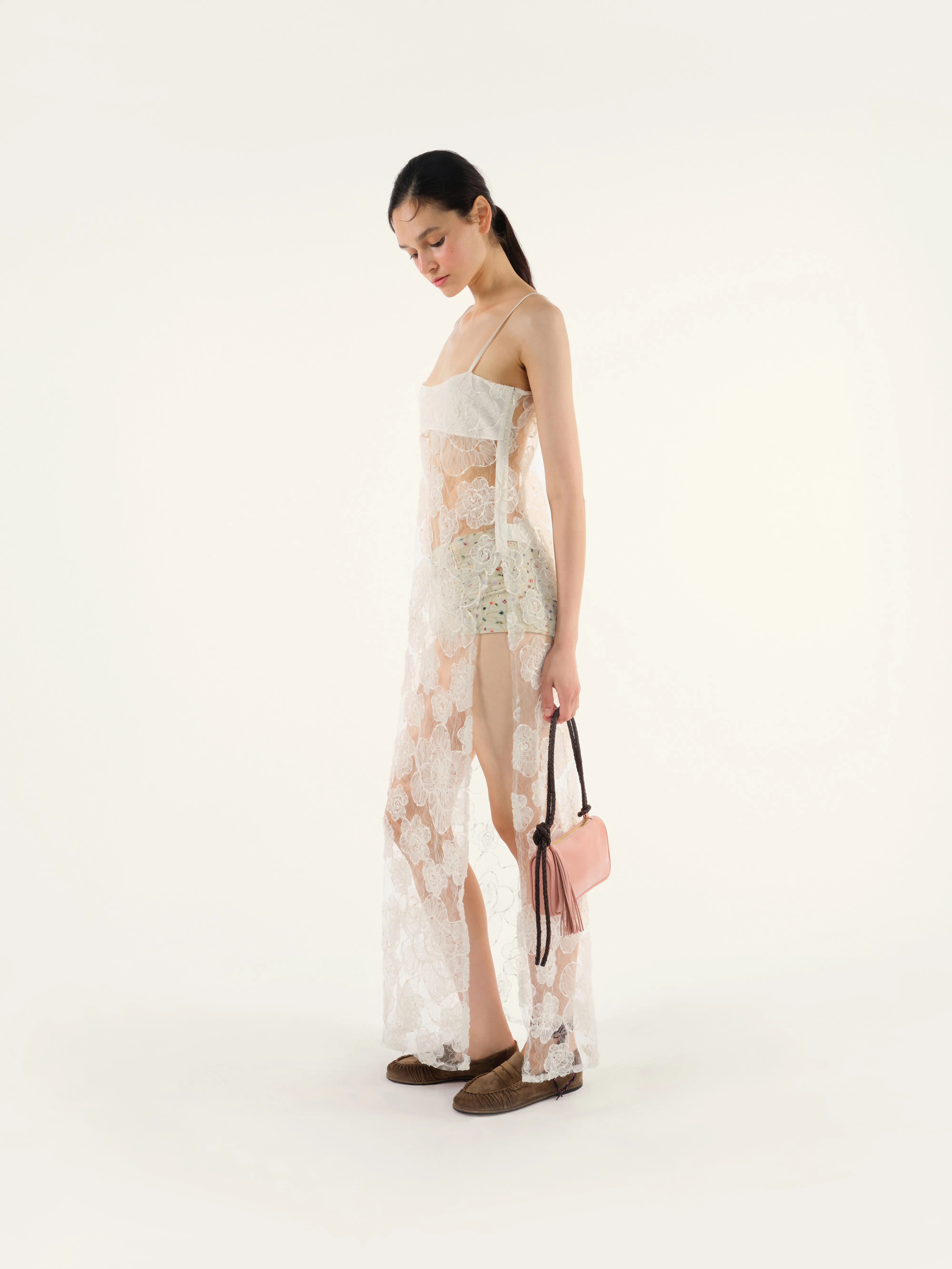 CORL - Sheer tulle maxi dress with side slit