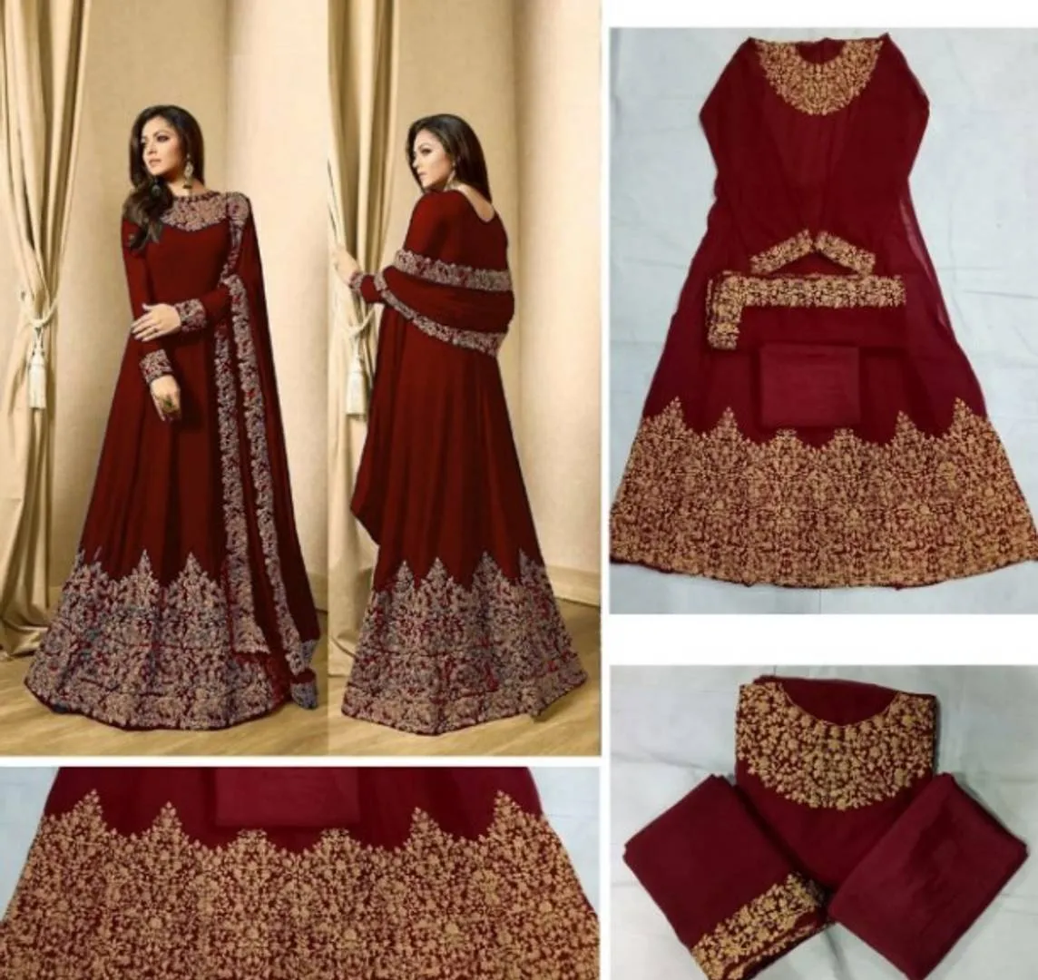 Designer Embroidered Georgette Semi Stitched Gown