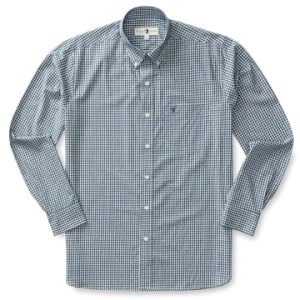Duck Head Men's Walton Long Sleeve Performace Buttondown Gingham Shirt / Vintage Blue