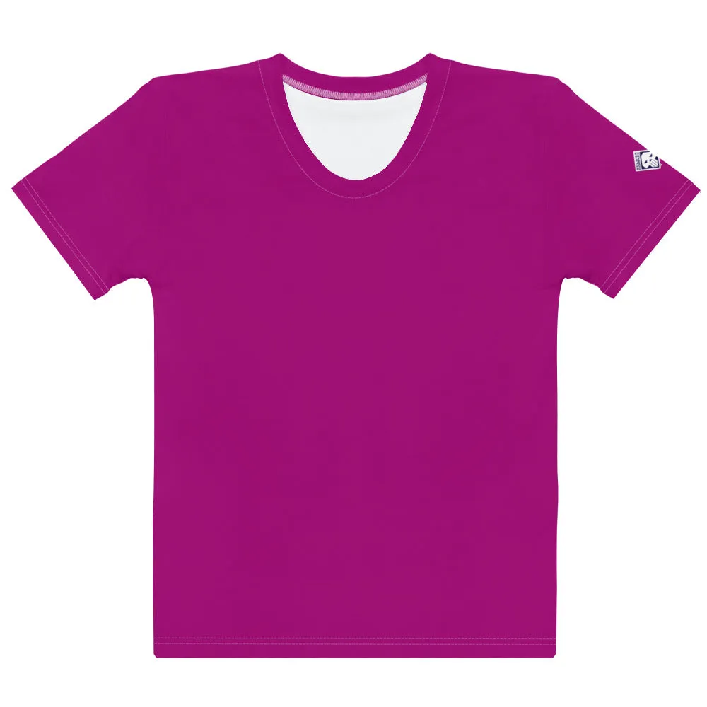 Durable Women's BJJ Rash Guard - Solid Color, Short Sleeves - Fresh Eggplant