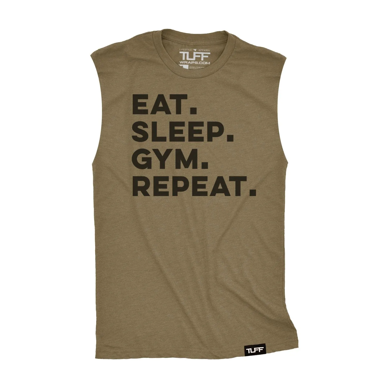Eat. Sleep. Gym. Repeat. Raw Edge Muscle Tank