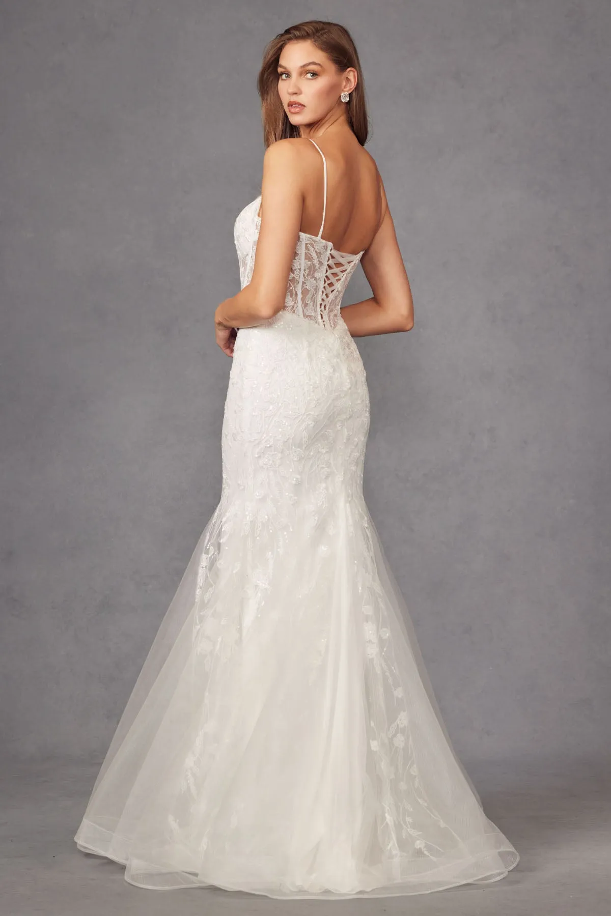 Embroidered V-Neck Bridal Mermaid Dress by Juliet JT2441SW