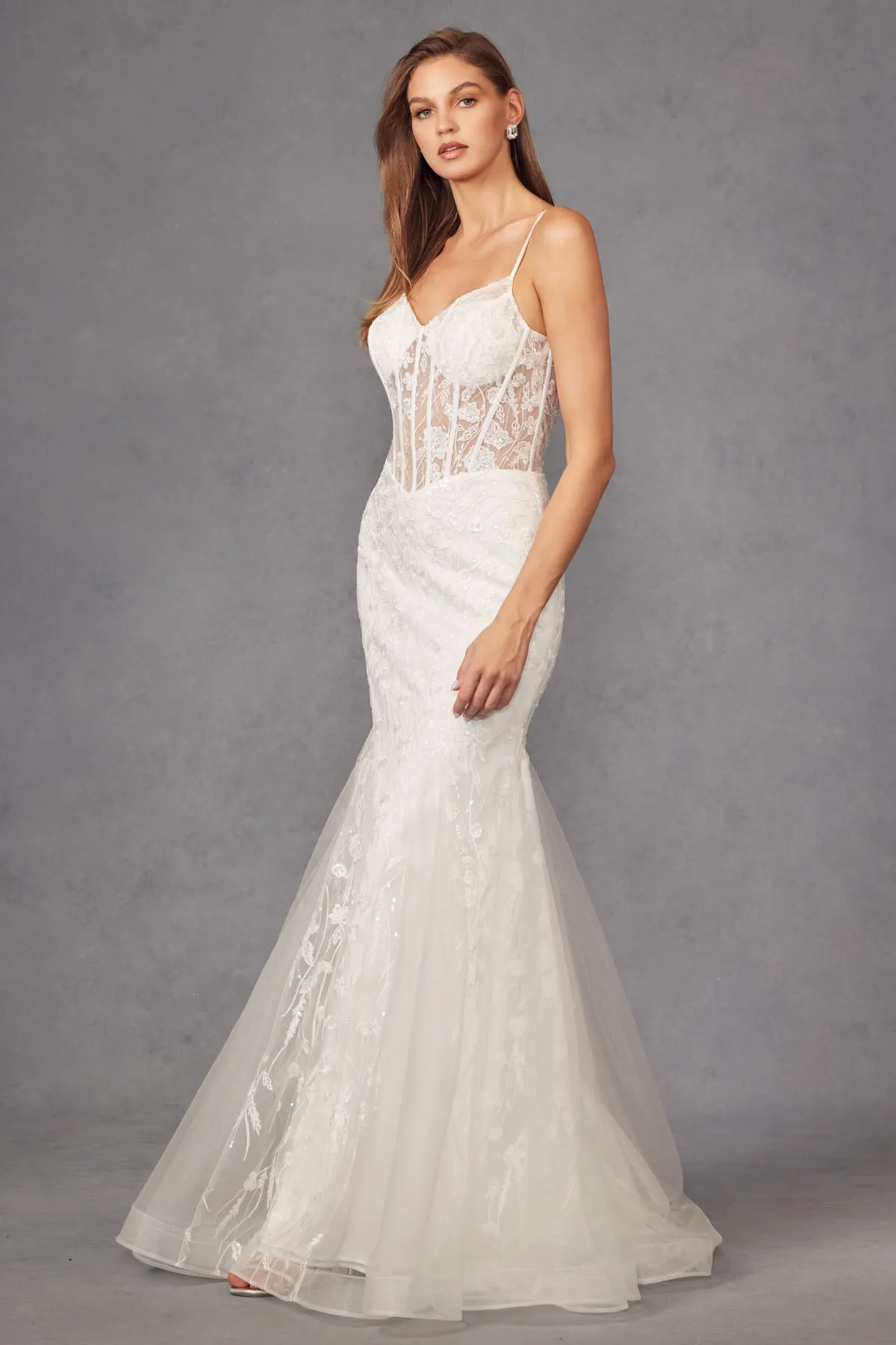 Embroidered V-Neck Bridal Mermaid Dress by Juliet JT2441SW
