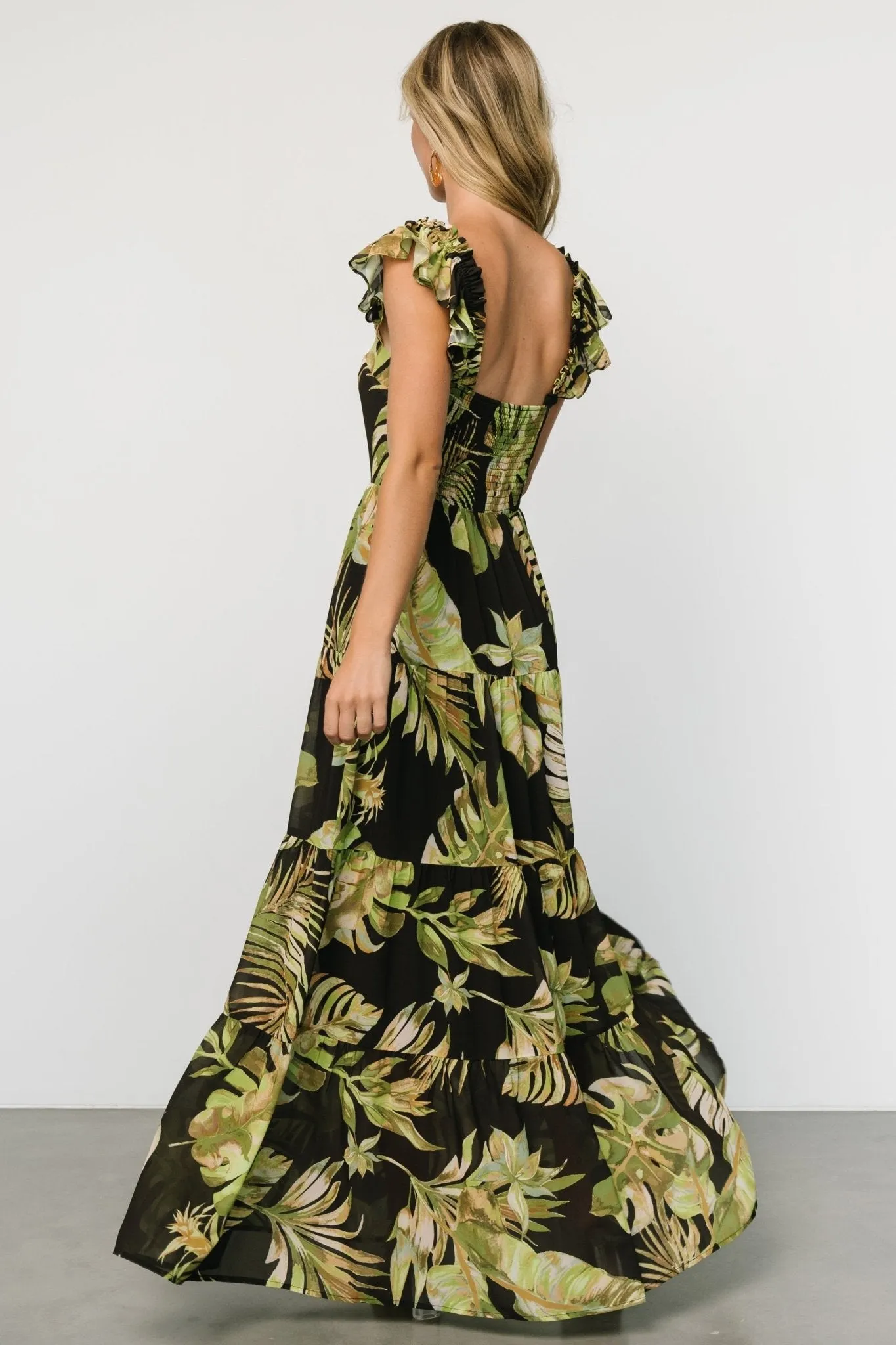 Encinitas Maxi Dress | Tropical Green   Black