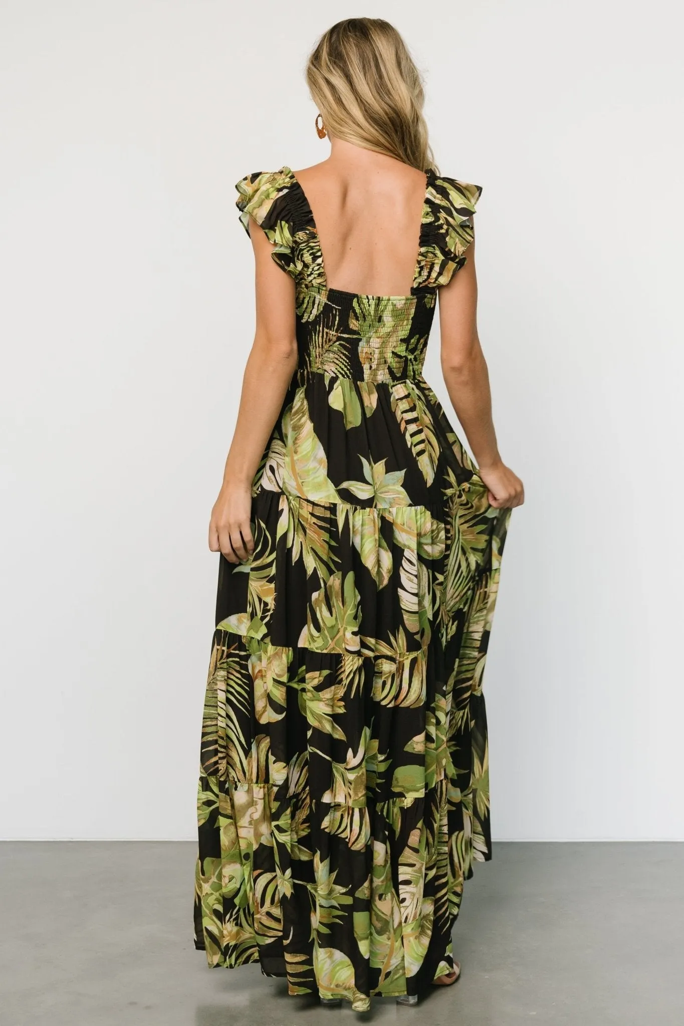Encinitas Maxi Dress | Tropical Green   Black