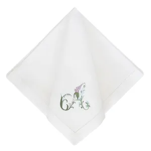 Floral Alphabet Dinner Napkins - White