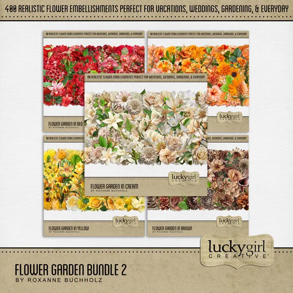 Flower Garden in Cream Digital Scrapbook Kit