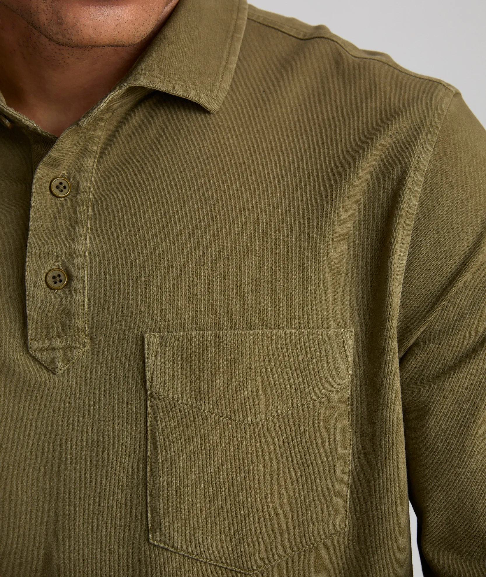 Garment-Dyed Long-Sleeve Polo