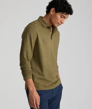 Garment-Dyed Long-Sleeve Polo
