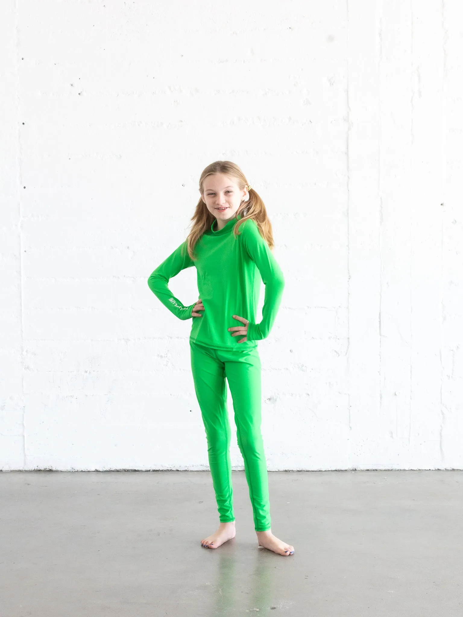 GIRL'S SWIM LEGGINGS - KELLY GREEN