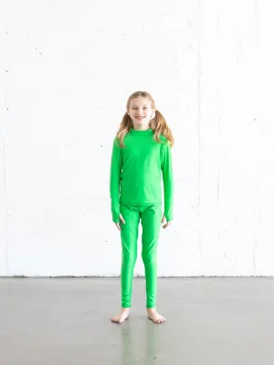 GIRL'S SWIM LEGGINGS - KELLY GREEN