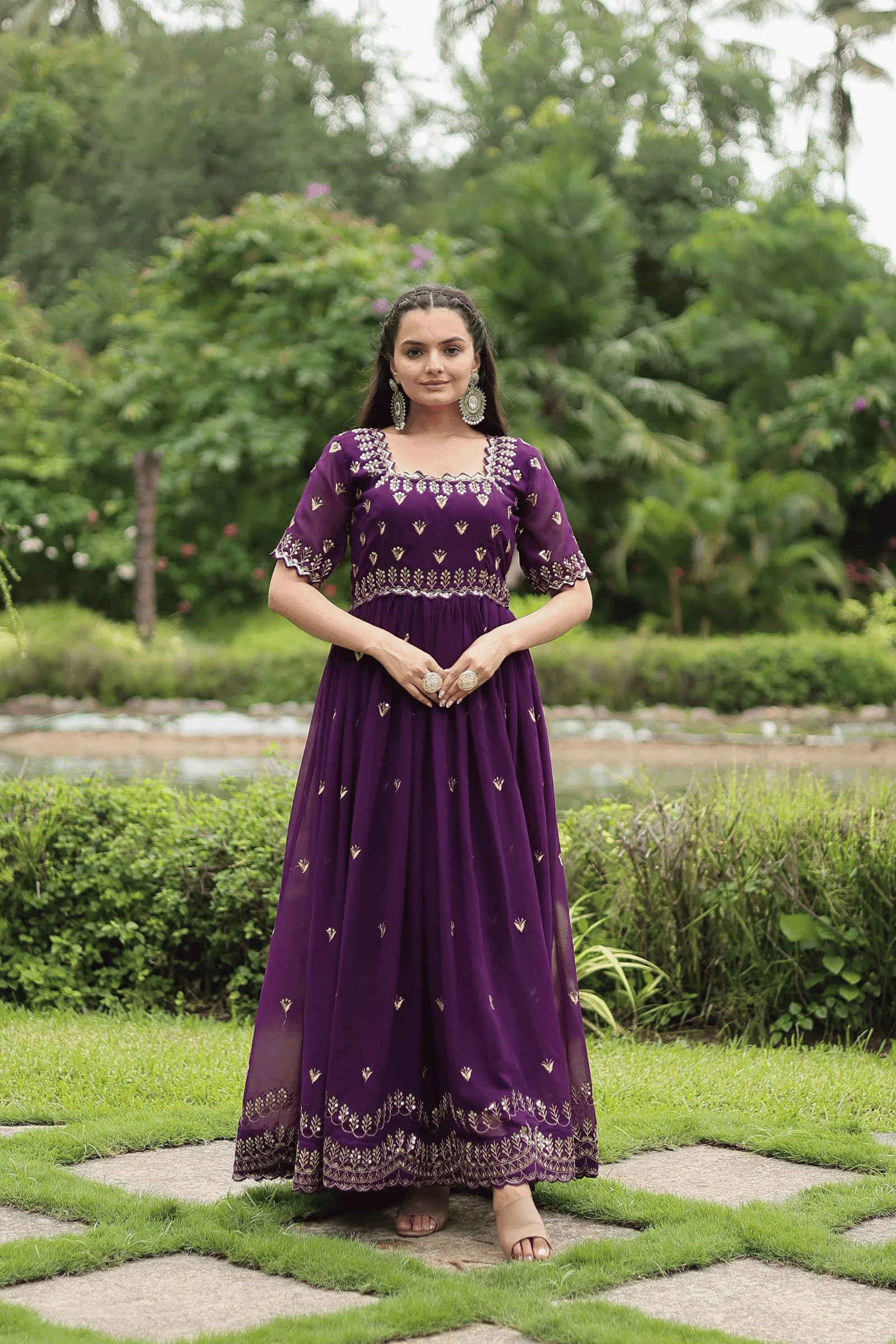 Glamwiz Royal Sequins Embellished Anarkali Gown