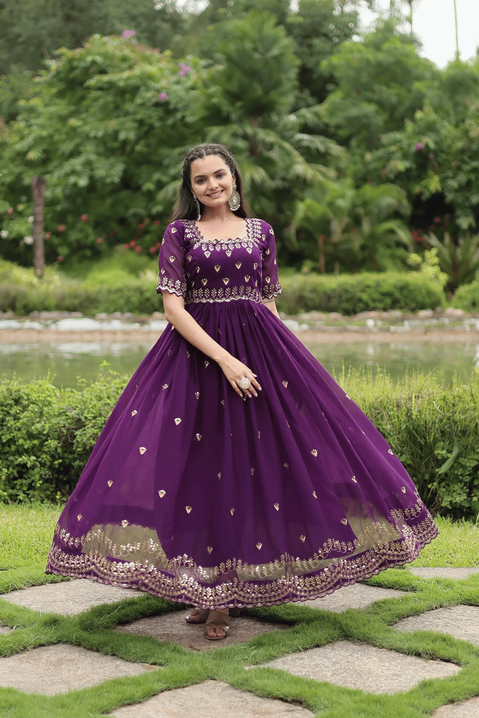 Glamwiz Royal Sequins Embellished Anarkali Gown