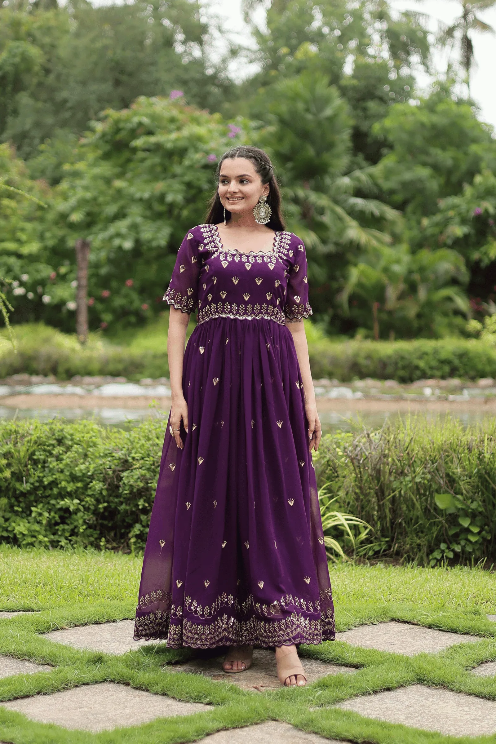 Glamwiz Royal Sequins Embellished Anarkali Gown