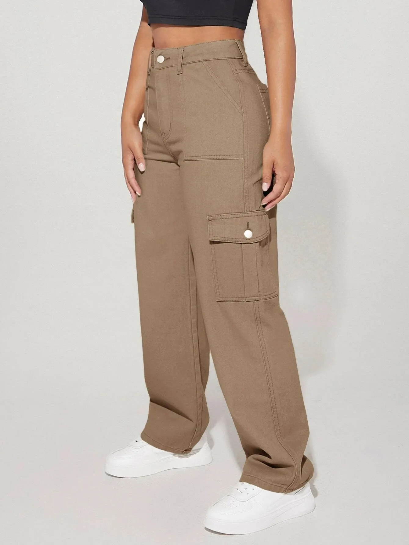 High Waist Straight Leg Cargo Pants