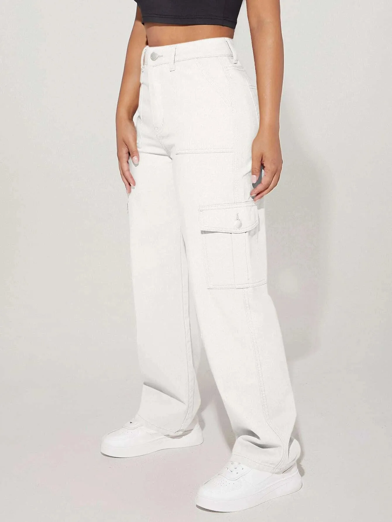 High Waist Straight Leg Cargo Pants