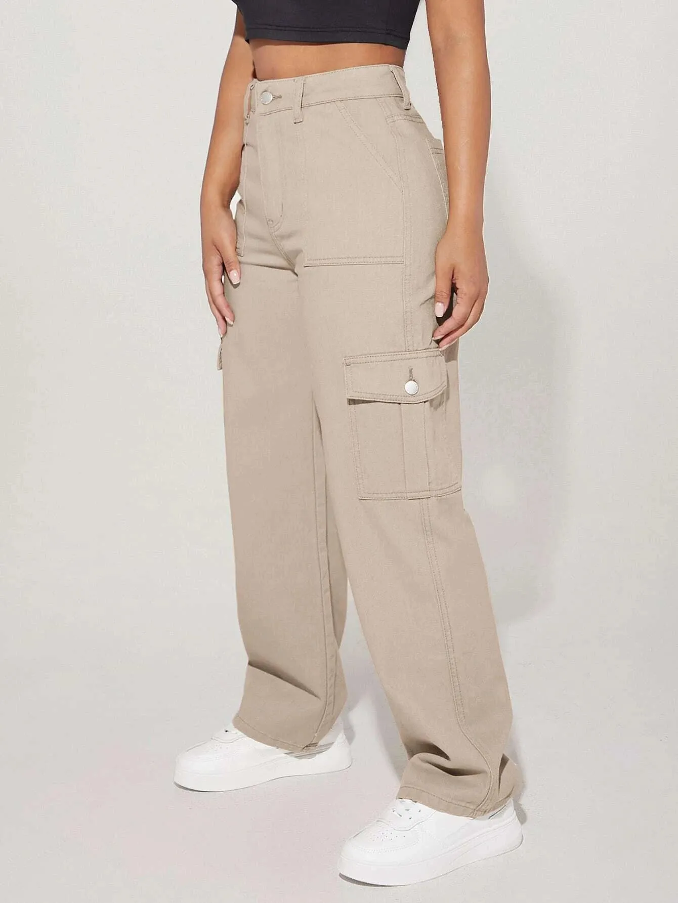 High Waist Straight Leg Cargo Pants