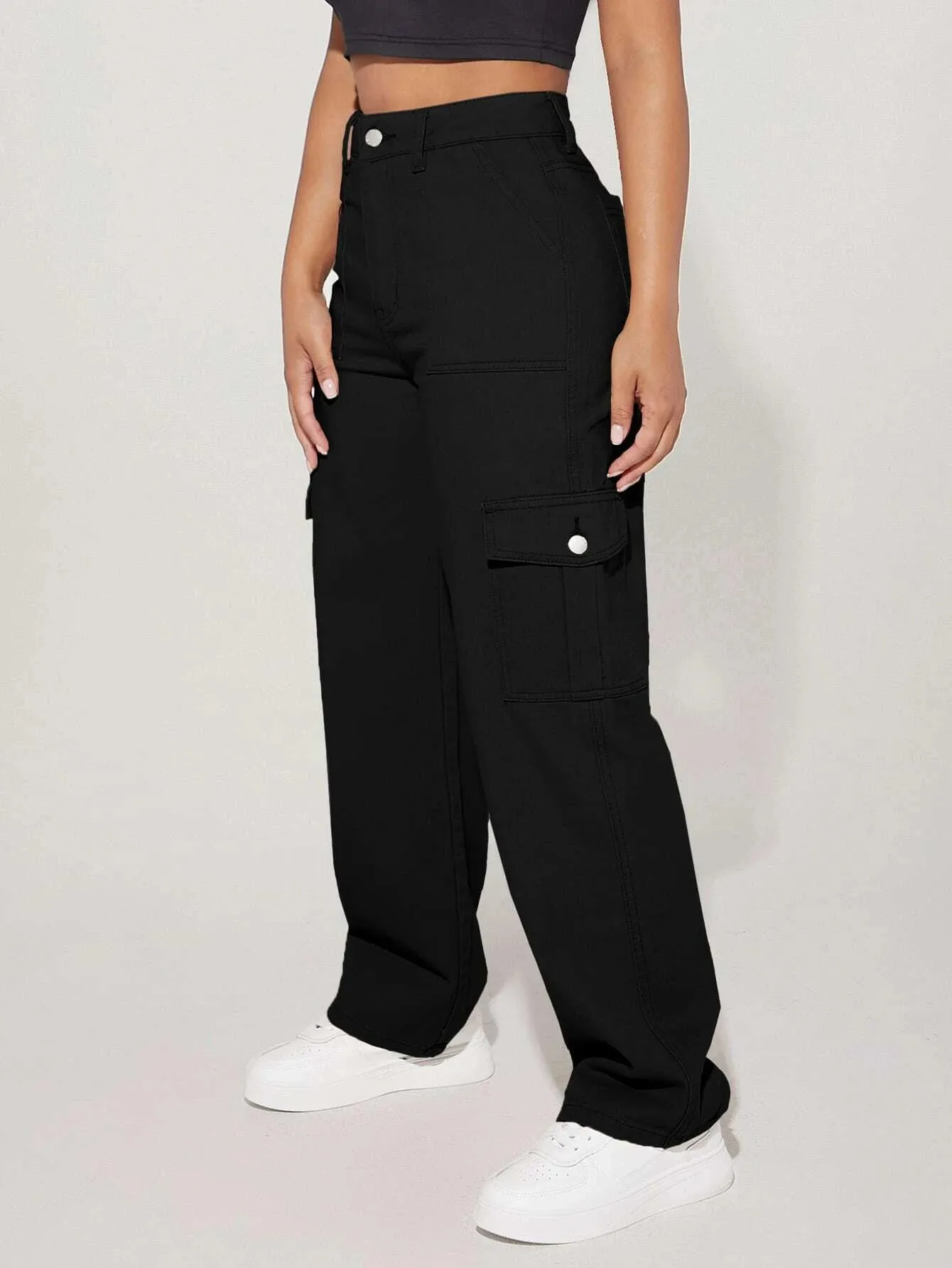 High Waist Straight Leg Cargo Pants
