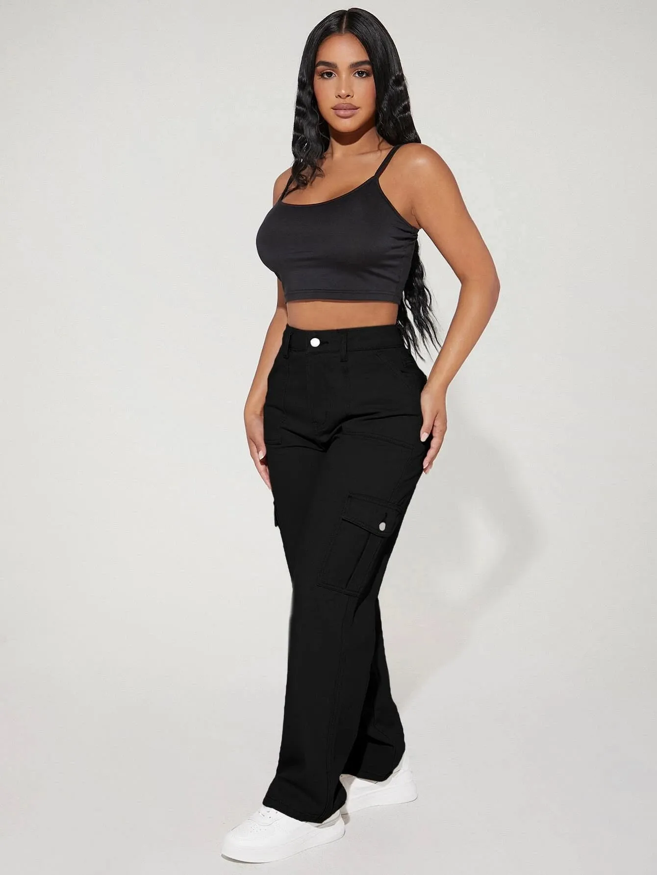 High Waist Straight Leg Cargo Pants