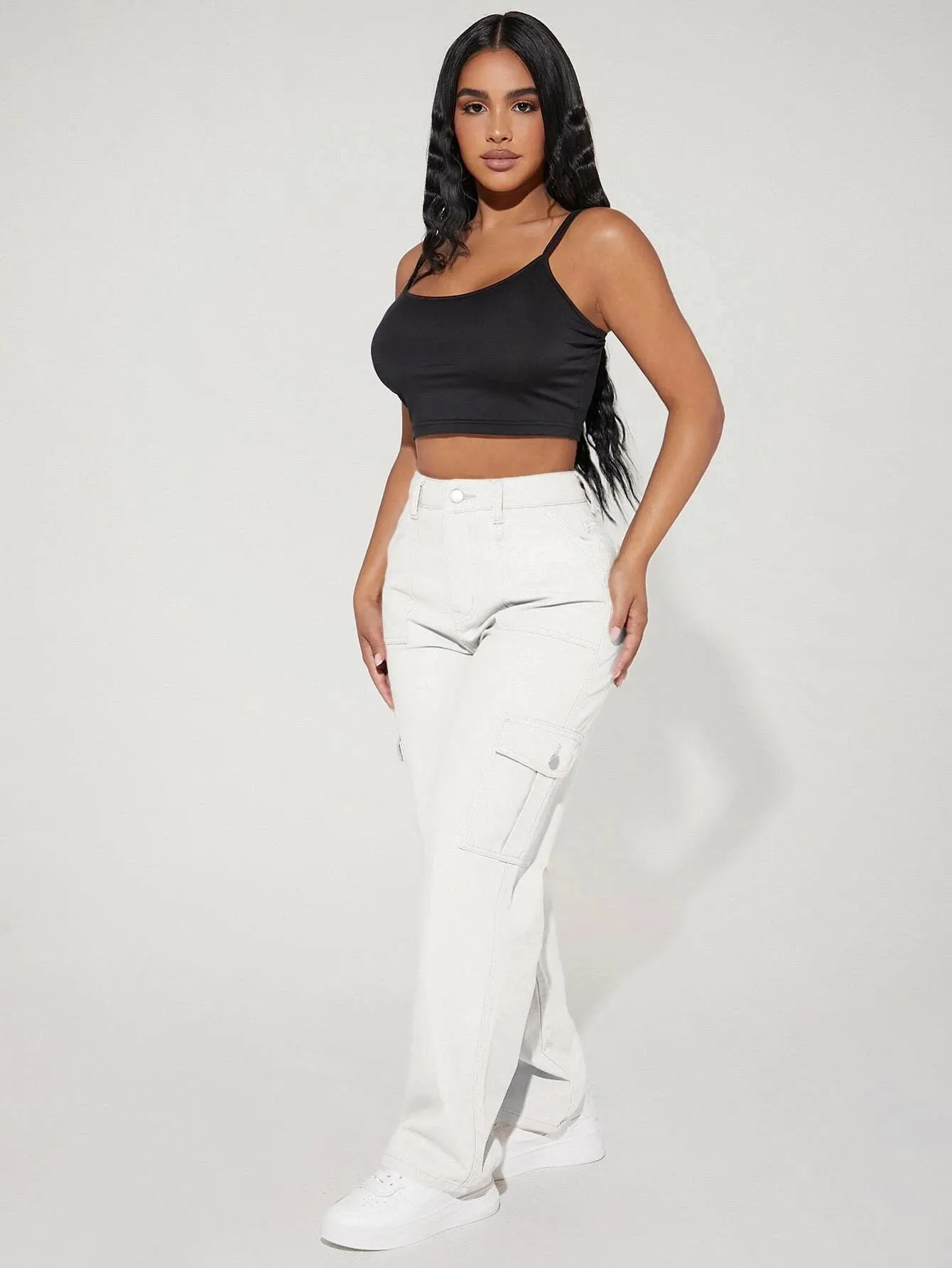 High Waist Straight Leg Cargo Pants